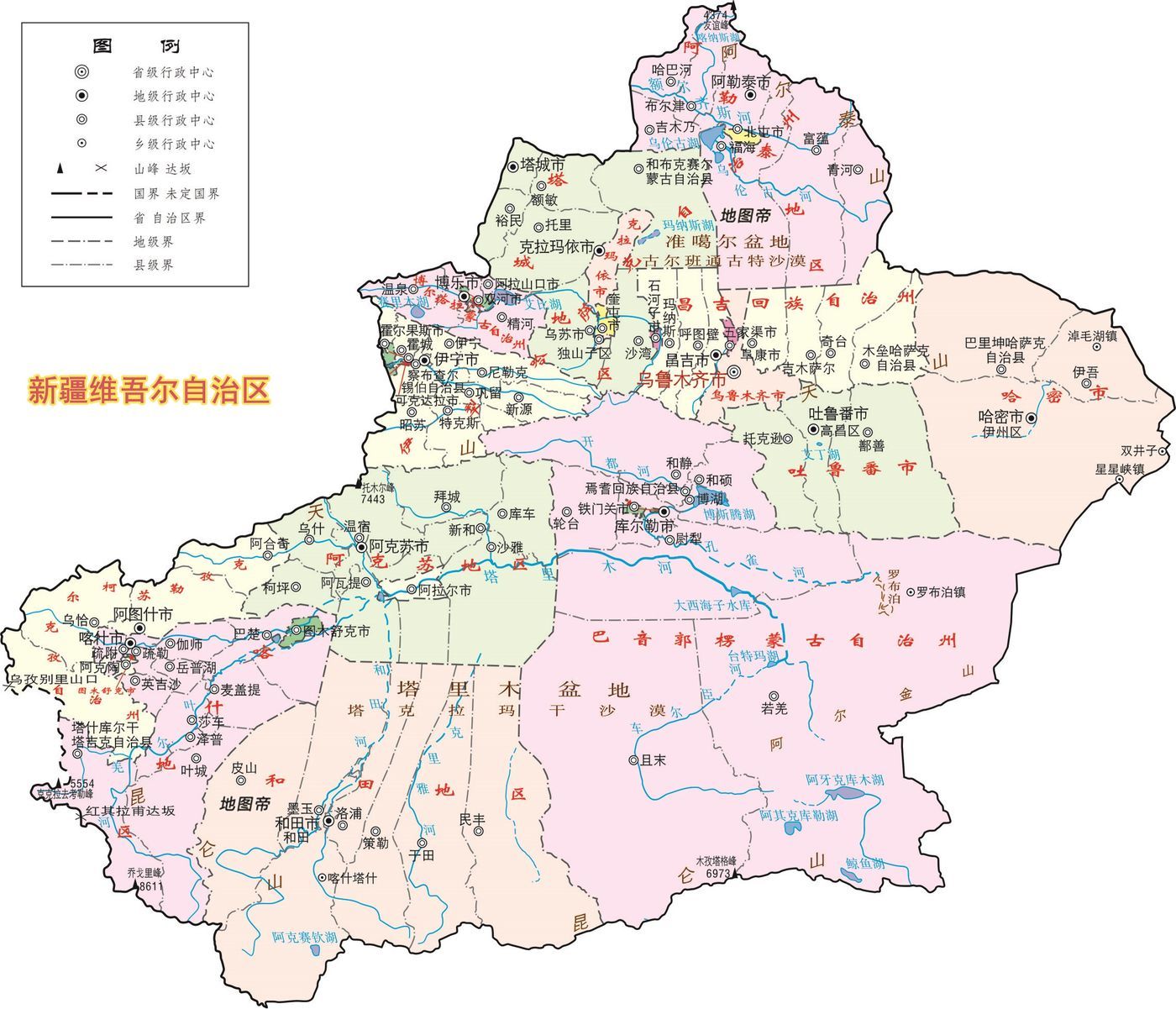 新疆行政区划地图|新疆行政区划地图全图高清版大图片|旅途风景图片网|www.visacits.com