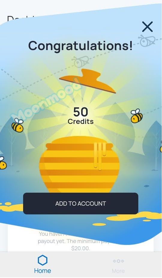 【Honeygain 過聖誕】網賺美金比特幣被動收入，每日送你一點點，助你出金更方便！ 圖片來源：Honeygain App